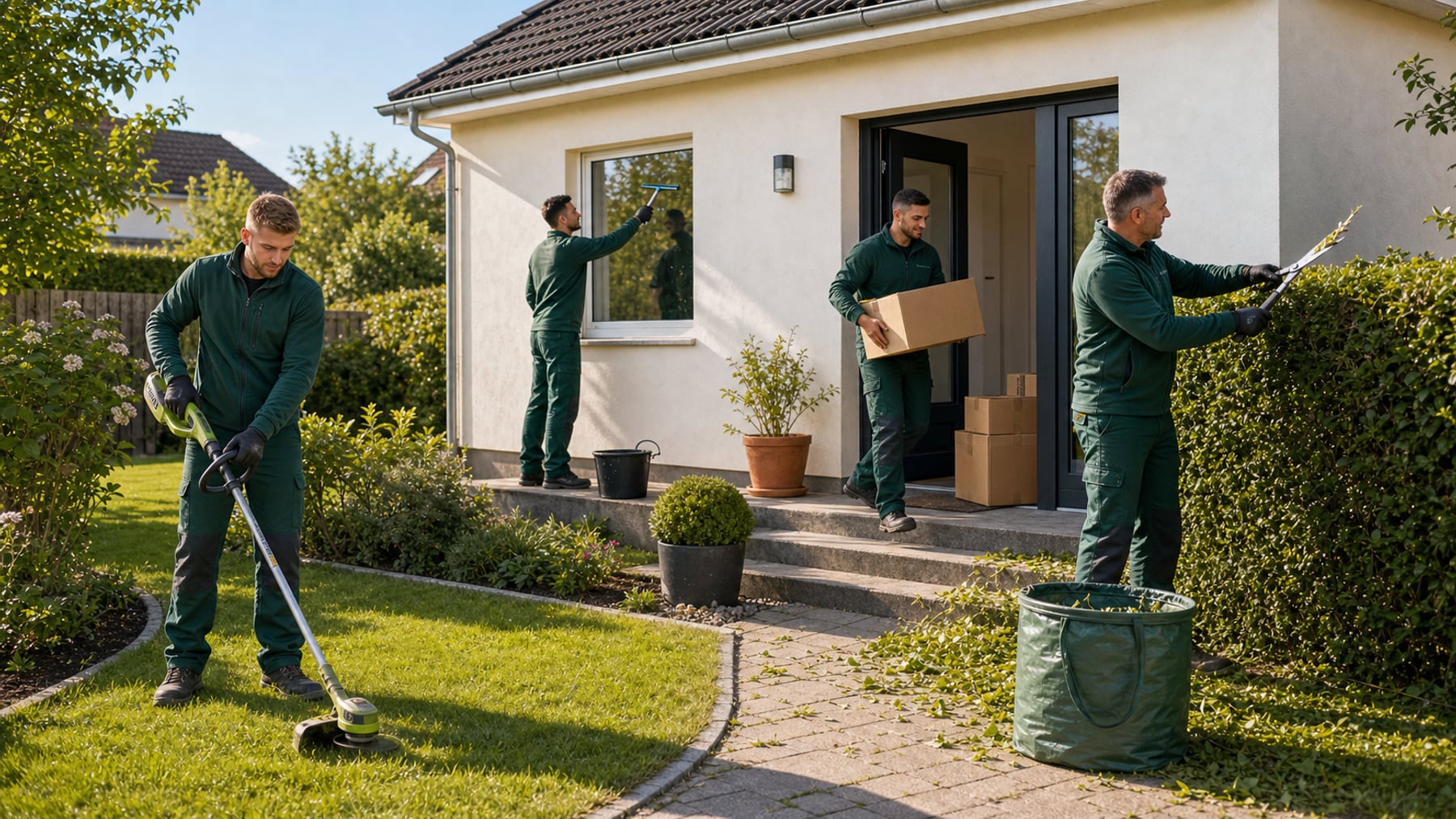 HausRund Team arbeitet an Haus und Garten
